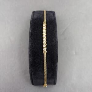 Vintage Fashion BRACELET 7" gold tone rhinestone S Link tennis